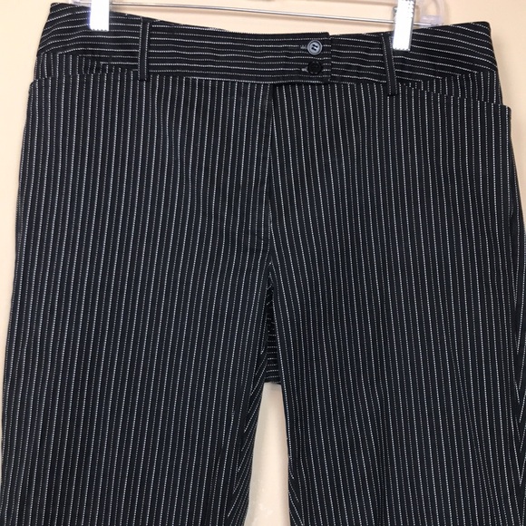 Lane Bryant Women’s Pinstripe Black White Taupe Capri Dress Pants - Picture 2 of 9